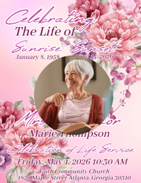 Розовый Celebration of Life Рекламная листовка Template
