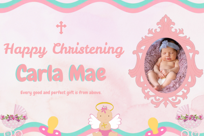 Pink Christening Banner Template | PosterMyWall pink-christening-banner-template-postermywall