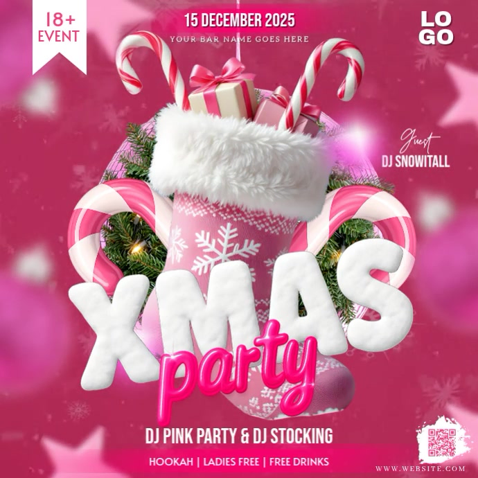 pink christmas party event template | PosterMyWall
