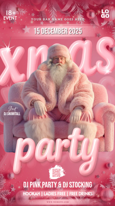 Pink christmas party event template | PosterMyWall