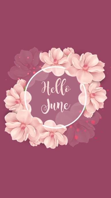 Plantilla de pink circle border hello june | PosterMyWall