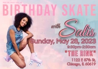 Pink City Birthday Skate Postcard template