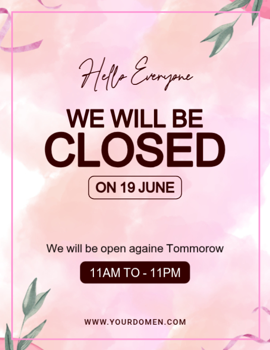 Pink Closure Announcement Flyer Template | PosterMyWall