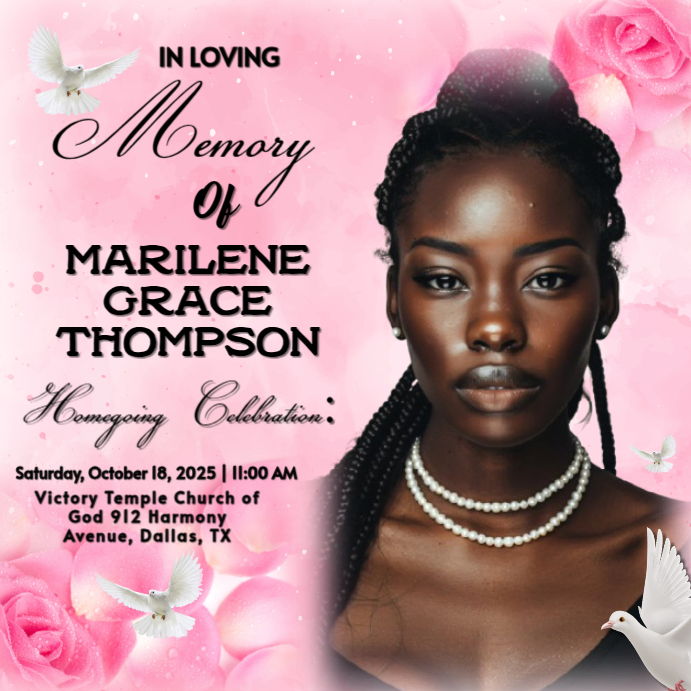 Pink Cloud Pink Roses Funeral Flyer Memorial Flyer Template | PosterMyWall