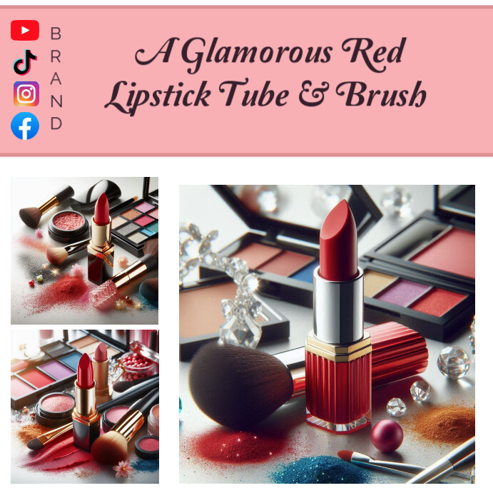 Pink Collage A Glamorous Red Lipstick Tube An Instagram Post template