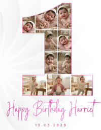 Pink Collage Birthday Celebration Flyer Løbeseddel (US Letter) template