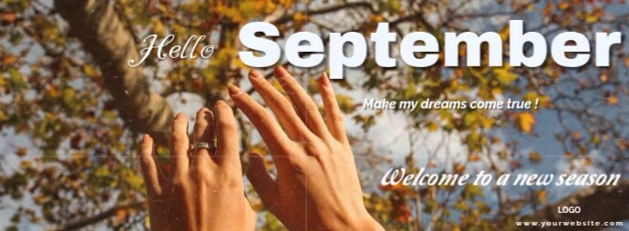 September Program Cover Pink Collage Hello September Facebook Cover Photo Template | PosterMyWall