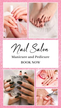 Pink Collage Nail Salon Instagram Story template