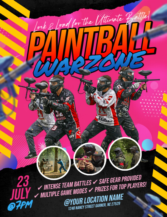 Pink Collage Paintball Flyer (us Letter) Pamflet (VSA Brief) template