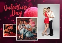 Pink Collage  Valentine's, Collage Postcard template