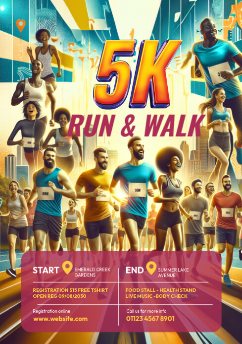 Copy of Pink Collage Walk And Run Event Flyer A4 | PosterMyWall