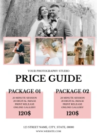 Pink Collage Wedding Photographer Price List A6 template