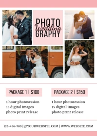 Pink Collage Wedding Photography Price List A6 template