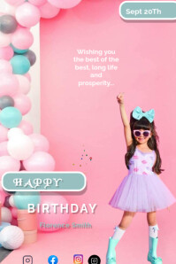 Pink Colorful Balloon Theme  Poster template