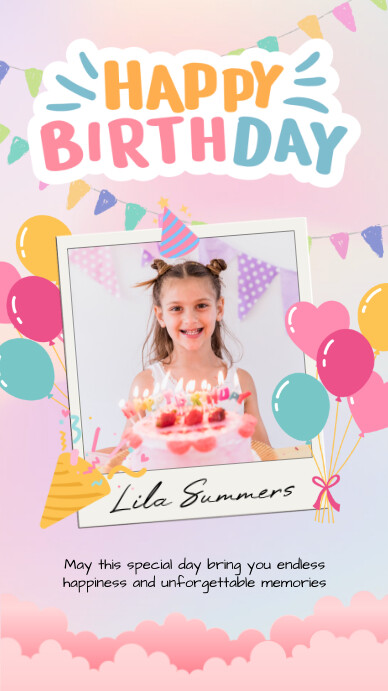 Pink Colorful Happy Birthday Instagram Story template