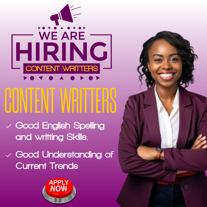 Copy of Pink Content Writers Hiring Instagram Post | PosterMyWall