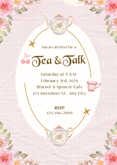 Pink Cottages Tea Party Invitations Template | PosterMyWall