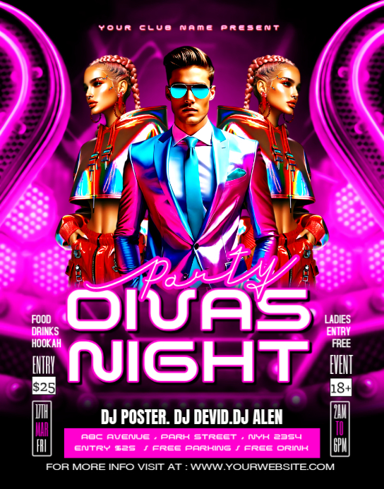 Pink Divas Night Party Poster/wallboard Template | PosterMyWall