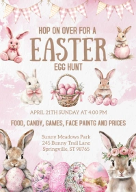 PINK Easter Egg Hunt & Brunch Invitation A6 template