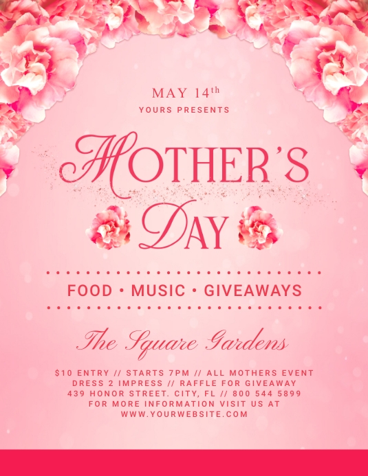 Pink Elegant Floral Mother's Day Event Flyer Template | PosterMyWall
