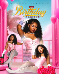 Pink elegant open contains background birthday greeting flyer for a lady Instagram Portrait template