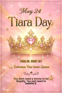 Pink Elegant Tiara Day Poster | Pink Princess Queen Celebration Flyer Design โปสเตอร์ template
