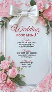 Pink Elegant Wedding Menu Instagram Story template