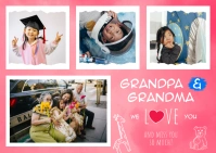 Pink Family Collage Postcard template