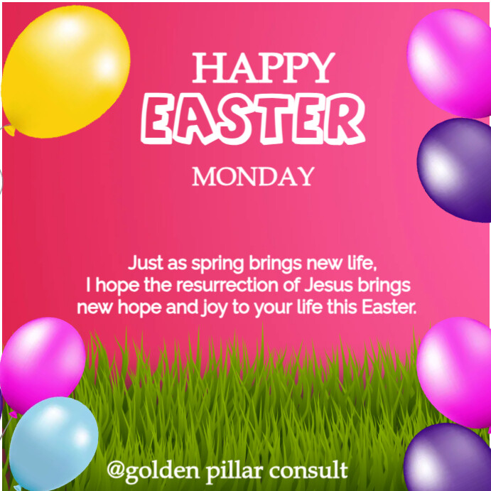 Pink Floral 🌬happy 💐easter🌷 Monday✝️🛐 Instagram Post template