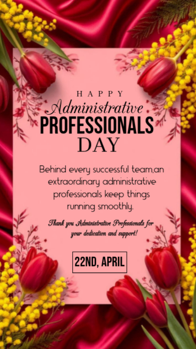 Pink Floral Administrative Professionals Day Instagram Story Template ...