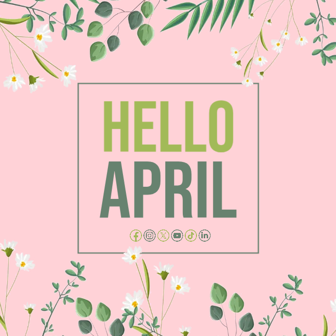 Pink Floral April Greeting Instagram Post Template | PosterMyWall