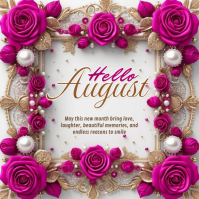 Pink August Greeting Logo Template