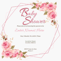 White Baby Shower โพสต์บน Instagram Template