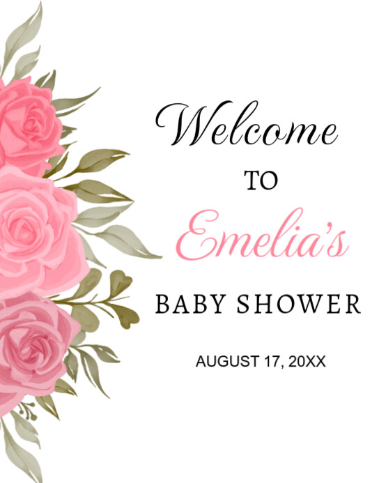 Pink Floral Baby Shower Welcome Sign  Poster/wallboard template