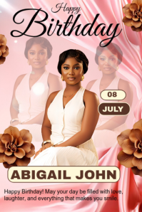 Pink Floral Birthday Celebration Pinterest Graphic Pinterest-grafik template