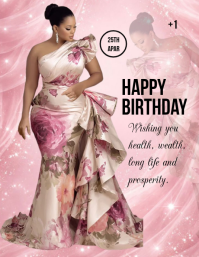 Pink Floral Birthday Flyer Volante (Carta US) template