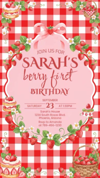 Pink Floral Birthday Party Instagram Story Video template