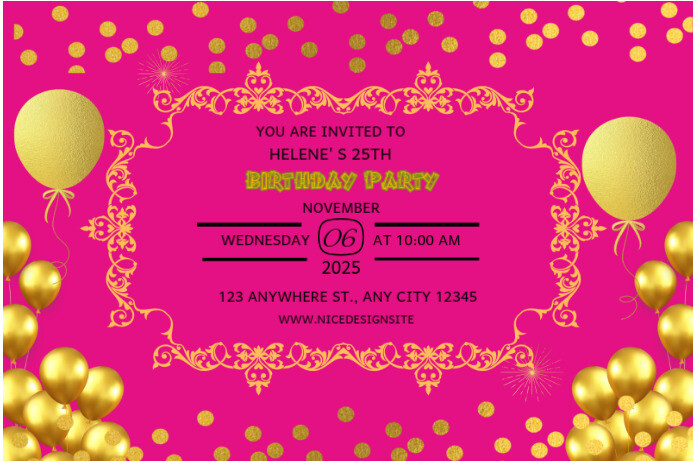 Pink Floral Birthday Party Poster Template | PosterMyWall