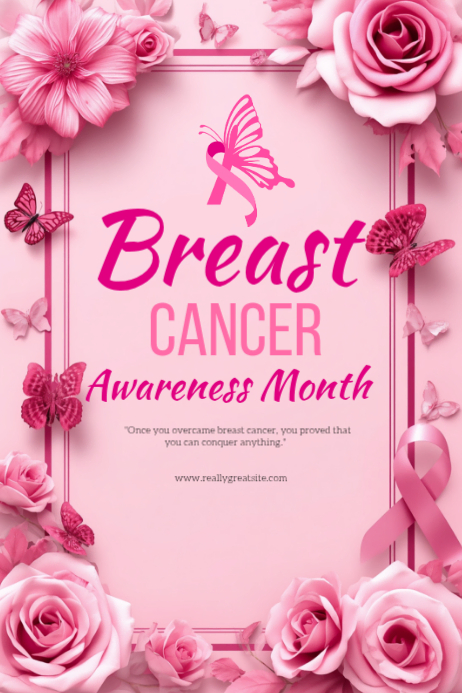Plantilla de Pink Floral Breast Cancer Awareness Poster | PosterMyWall