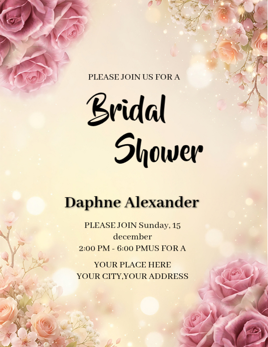 Pink Floral Bridal Shower Invitation Flyer Template | PosterMyWall