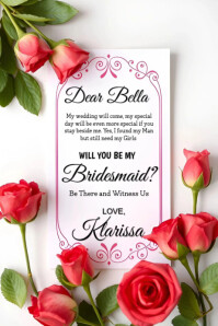 Pink Floral Bridesmaid Proposal Template  Poster