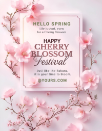 Pink Floral Cherry Blossom Festival Flyer | Spring Sakura Event Poster Design template
