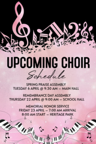 Pink Floral Choir Event Schedule Poster Plakat template