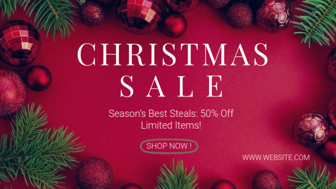 Pink Floral Christmas Sale Digital Display (16:9) template