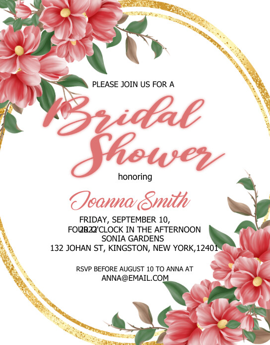Pink Floral Elegant Bridal Shower Invitation Cartaz/placa template