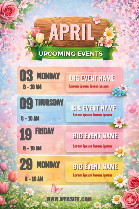 Copy of Pink Floral Event Schedule Poster | PosterMyWall