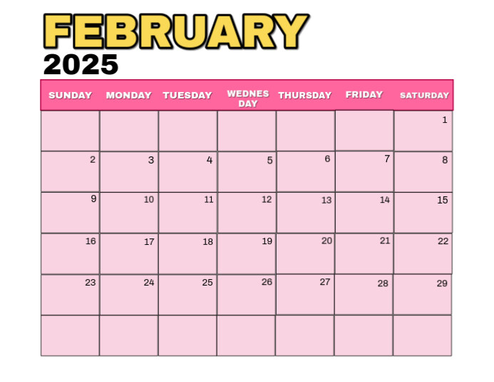 Pink Floral February Calendar Flyer (us Letter) Template | PosterMyWall