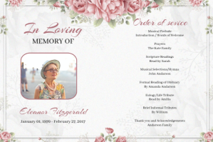 Pink Floral Funeral Card Label Étiquette template