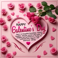 Pink Floral Happy Galentine's Day / friendship , sisterhood and self love Square (1:1) template