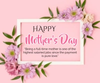Pink Floral Happy Mother's Day Celebration Wishes  Medium Rectangle template
